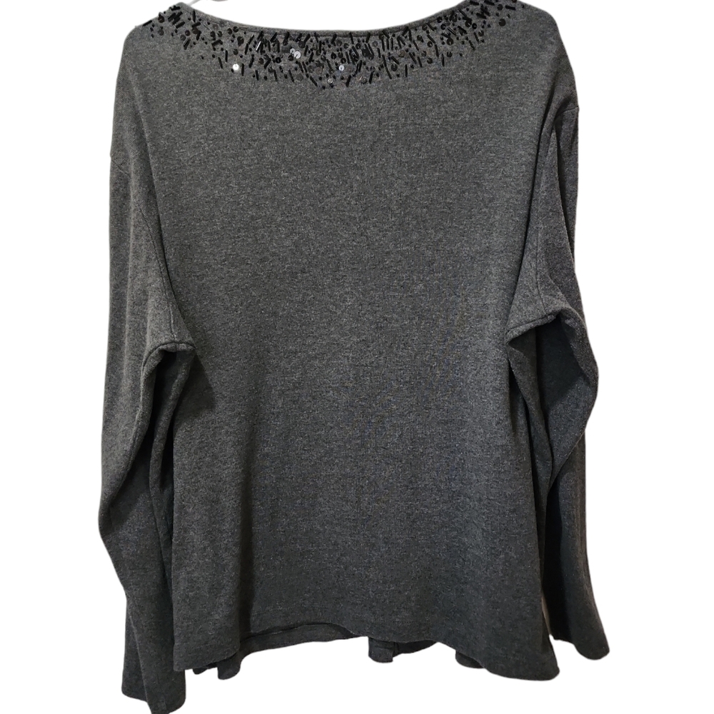 SWEATER by RAFAELLA 2x women's beaded dark gray long sleeve - Picture 6 of 6